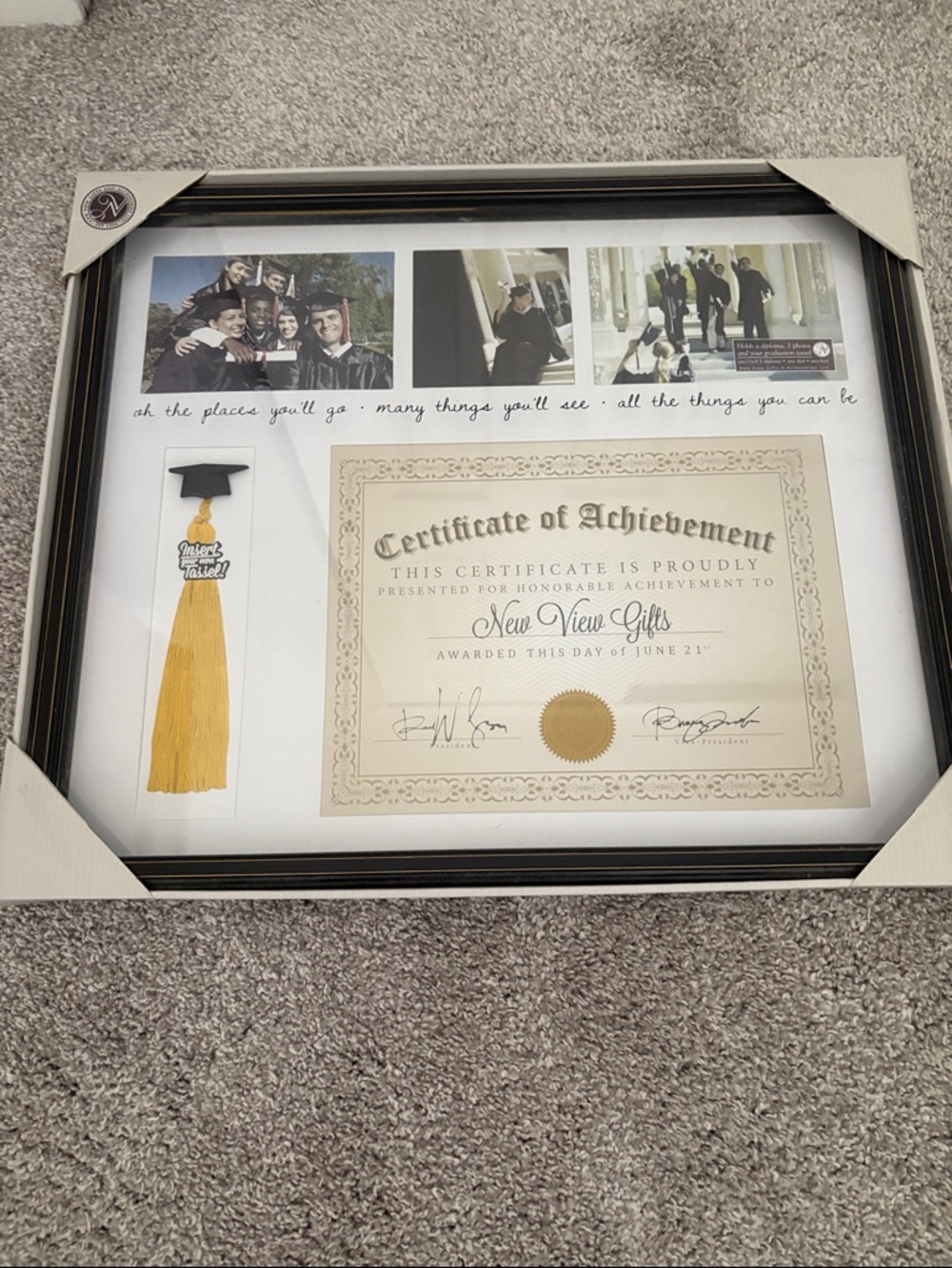 Black and Gold Graduation Display Frame with Tassel Accent